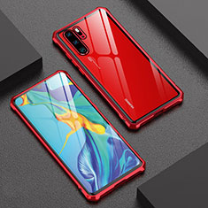 Luxury Aluminum Metal Frame Mirror Cover Case for Huawei P30 Pro Red