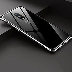 Luxury Aluminum Metal Frame Mirror Cover Case for OnePlus 6T Silver