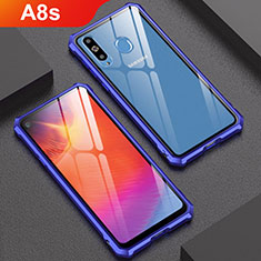 Luxury Aluminum Metal Frame Mirror Cover Case for Samsung Galaxy A8s SM-G8870 Blue