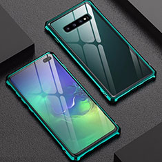 Luxury Aluminum Metal Frame Mirror Cover Case for Samsung Galaxy S10 Plus Green