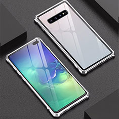 Luxury Aluminum Metal Frame Mirror Cover Case for Samsung Galaxy S10 Plus Silver