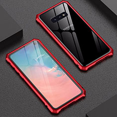 Luxury Aluminum Metal Frame Mirror Cover Case for Samsung Galaxy S10e Red