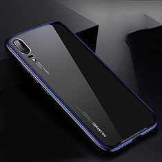 Luxury Aluminum Metal Frame Mirror Cover Case M01 for Huawei P20 Blue