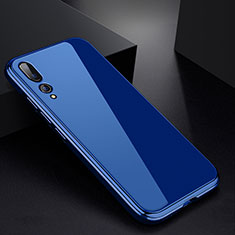 Luxury Aluminum Metal Frame Mirror Cover Case M01 for Huawei P20 Pro Blue