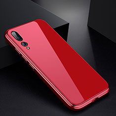 Luxury Aluminum Metal Frame Mirror Cover Case M01 for Huawei P20 Pro Red