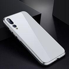 Luxury Aluminum Metal Frame Mirror Cover Case M01 for Huawei P20 Pro White