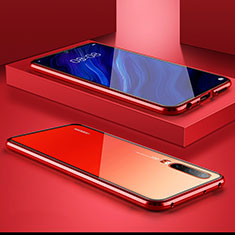Luxury Aluminum Metal Frame Mirror Cover Case M01 for Huawei P30 Red