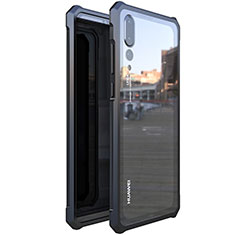 Luxury Aluminum Metal Frame Mirror Cover Case M03 for Huawei P20 Pro Black