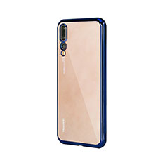 Luxury Aluminum Metal Frame Mirror Cover Case M04 for Huawei P20 Pro Blue