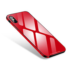 Luxury Aluminum Metal Frame Mirror Cover Case S01 for Apple iPhone X Red