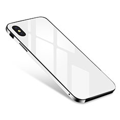 Luxury Aluminum Metal Frame Mirror Cover Case S01 for Apple iPhone Xs White