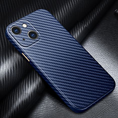 Luxury Carbon Fiber Twill Soft Case Cover for Apple iPhone 13 Blue