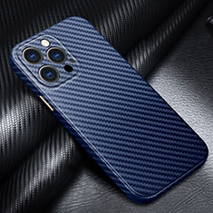 Luxury Carbon Fiber Twill Soft Case Cover for Apple iPhone 13 Pro Blue