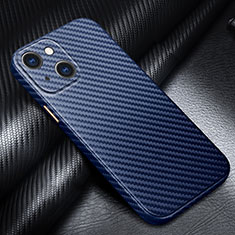 Luxury Carbon Fiber Twill Soft Case Cover for Apple iPhone 14 Plus Blue