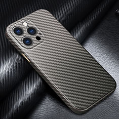 Luxury Carbon Fiber Twill Soft Case Cover for Apple iPhone 15 Pro Gray