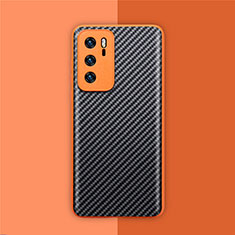 Luxury Carbon Fiber Twill Soft Case Cover for Huawei P40 Orange