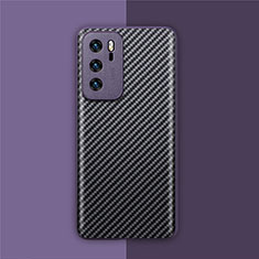 Luxury Carbon Fiber Twill Soft Case Cover for Huawei P40 Purple