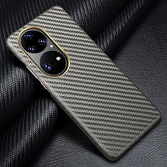 Luxury Carbon Fiber Twill Soft Case Cover for Huawei P50 Pro Gray