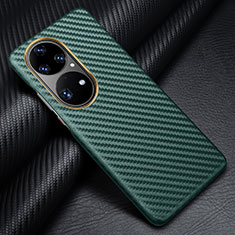 Luxury Carbon Fiber Twill Soft Case Cover for Huawei P50 Pro Green