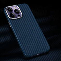 Luxury Carbon Fiber Twill Soft Case T01 for Apple iPhone 14 Pro Blue
