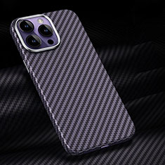 Luxury Carbon Fiber Twill Soft Case T01 for Apple iPhone 14 Pro Max Purple