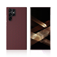 Luxury Carbon Fiber Twill Soft Case T01 for Samsung Galaxy S24 Ultra 5G Red