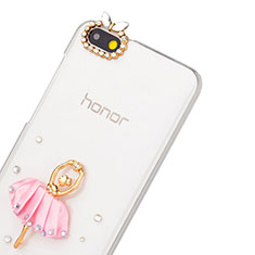 Luxury Diamond Bling Dancing Girl Hard Rigid Case Cover for Huawei Honor 4X Pink