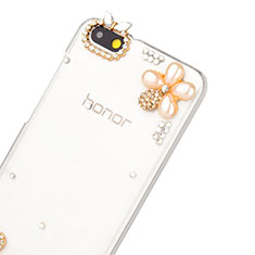 Luxury Diamond Bling Flowers Hard Rigid Case Cover for Huawei Honor 4X White
