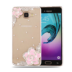 Luxury Diamond Bling Flowers Hard Rigid Case Cover for Samsung Galaxy A5 (2016) SM-A510F Pink