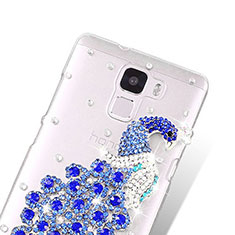 Luxury Diamond Bling Peacock Hard Rigid Case Cover for Huawei Honor 7 Dual SIM Blue