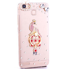 Luxury Diamond Bling Peacock Hard Rigid Case Cover for Huawei P8 Lite Smart Red