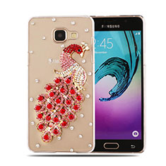 Luxury Diamond Bling Peacock Hard Rigid Case Cover for Samsung Galaxy A5 (2016) SM-A510F Red