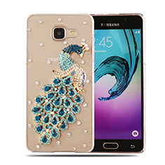 Luxury Diamond Bling Peacock Hard Rigid Case Cover for Samsung Galaxy A5 (2016) SM-A510F Sky Blue