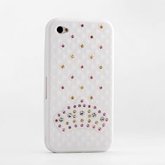 Luxury Diamond Bling Silicone Gel Soft Cover for Apple iPhone 4 White