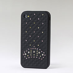 Luxury Diamond Bling Silicone Soft Case for Apple iPhone 4 Black