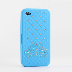 Luxury Diamond Bling Silicone Soft Cover for Apple iPhone 4 Sky Blue