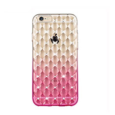 Luxury Diamond Bling Transparent Gel Gradient Soft Case for Apple iPhone 6 Plus Pink