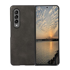 Luxury Leather Matte Finish and Plastic Back Cover Case B01 for Samsung Galaxy Z Fold3 5G Black