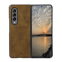 Luxury Leather Matte Finish and Plastic Back Cover Case B01 for Samsung Galaxy Z Fold3 5G Brown