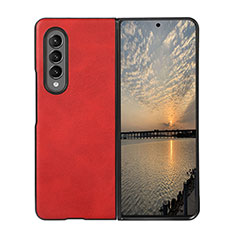 Luxury Leather Matte Finish and Plastic Back Cover Case B01 for Samsung Galaxy Z Fold3 5G Red