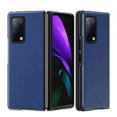 Luxury Leather Matte Finish and Plastic Back Cover Case B02H for Huawei Mate X2 Blue