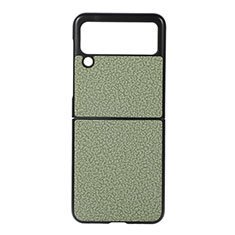 Luxury Leather Matte Finish and Plastic Back Cover Case B03 for Samsung Galaxy Z Flip3 5G Green