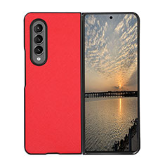 Luxury Leather Matte Finish and Plastic Back Cover Case B03 for Samsung Galaxy Z Fold4 5G Red