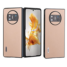 Luxury Leather Matte Finish and Plastic Back Cover Case B08H for Huawei Mate X3 Gold