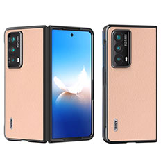 Luxury Leather Matte Finish and Plastic Back Cover Case B18H for Huawei Honor Magic Vs2 5G Rose Gold