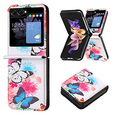 Luxury Leather Matte Finish and Plastic Back Cover Case BF1 for Samsung Galaxy Z Flip5 5G Colorful
