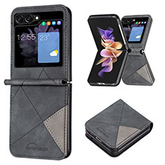 Luxury Leather Matte Finish and Plastic Back Cover Case BF3 for Samsung Galaxy Z Flip5 5G Black