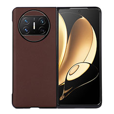Luxury Leather Matte Finish and Plastic Back Cover Case BH1 for Huawei Mate X5 Brown