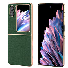 Luxury Leather Matte Finish and Plastic Back Cover Case BH1 for Oppo Find N2 Flip 5G Green