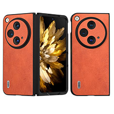 Luxury Leather Matte Finish and Plastic Back Cover Case BH1 for Oppo Find N3 5G Orange